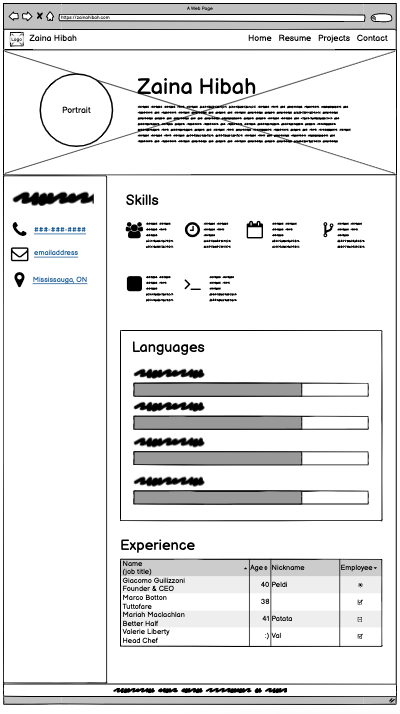 Resume Wireframe